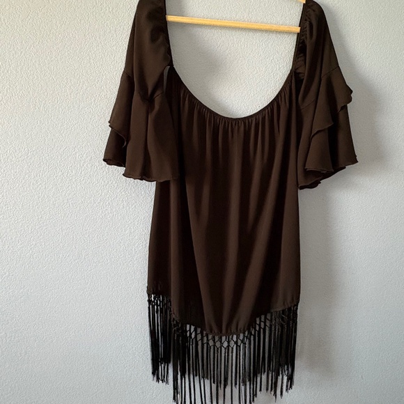 Black Fringe Blouse, Women’s Size Medium - Picture 1 of 10